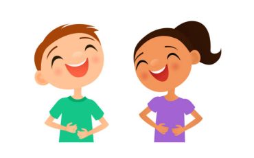 Vector illustration of a laughing boy and girl